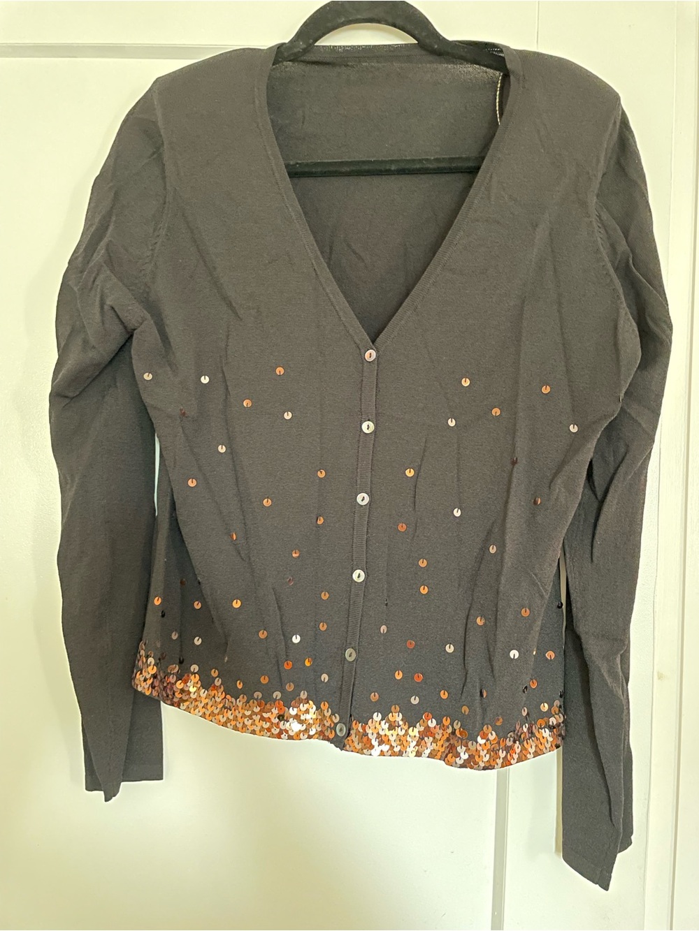Marks & Spencer Black V-Neck Cardigan with Copper Sequins - Picture 4 of 8